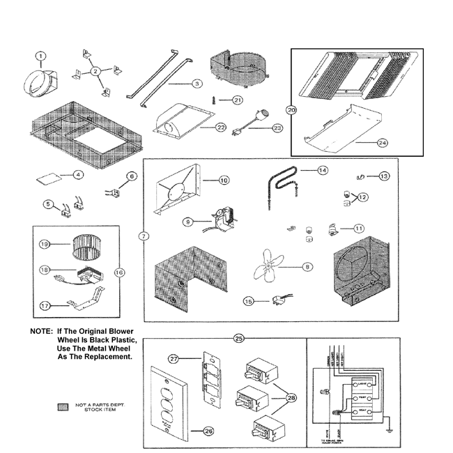 NuTone 665N Valuetest Heat-A-Ventlite Parts breakout large