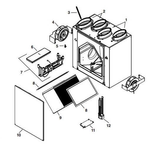 Venmar E10HRV 41126 Heat Recovery Ventilator 50 – 105 cfm @0.4 in. wg breakout small