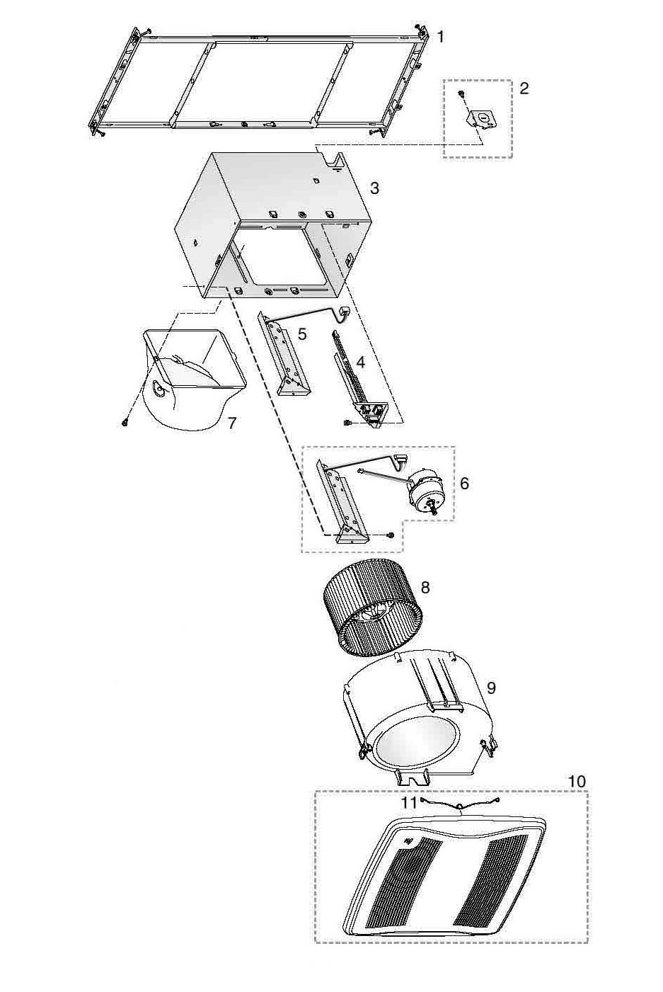 Broan ZB110HL Bathroom Fan 110 Cfm Parts breakout large