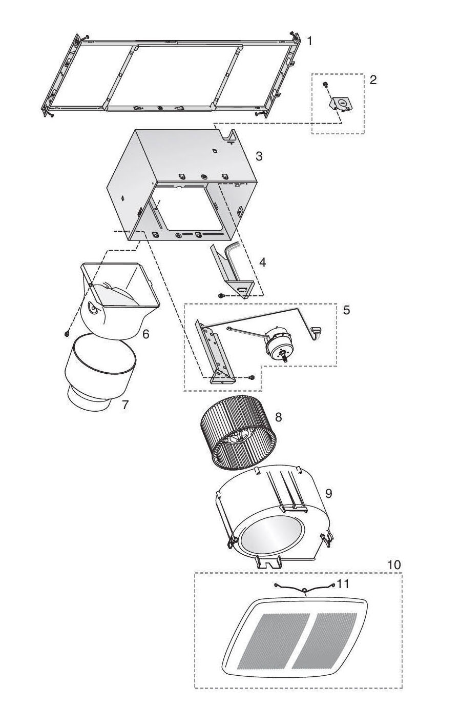 Broan XB50 Bathroom Fan 50 Cfm Parts breakout large