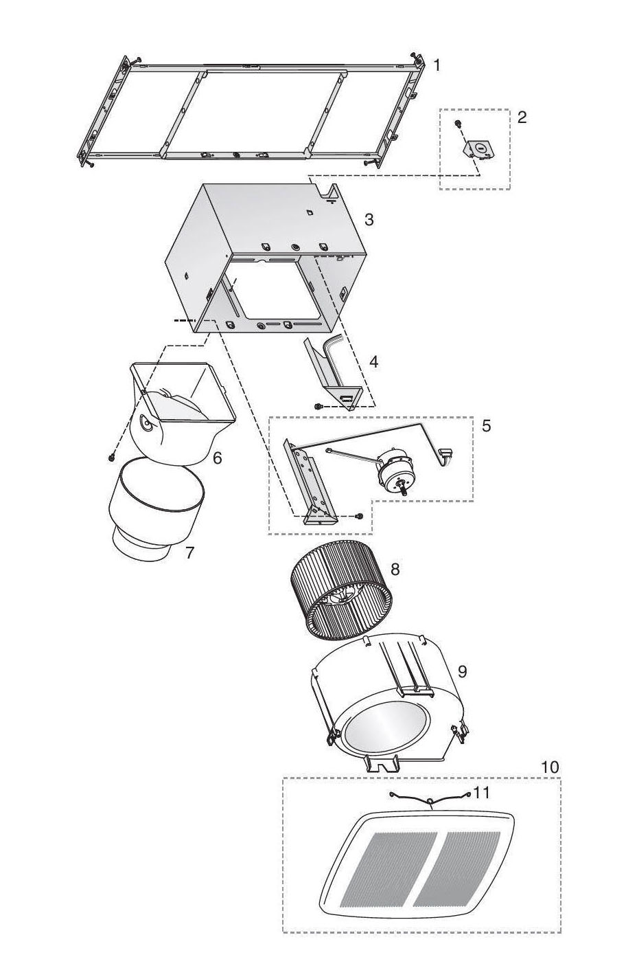 Broan ZB80 Bathroom Fan 80 Cfm Parts breakout large